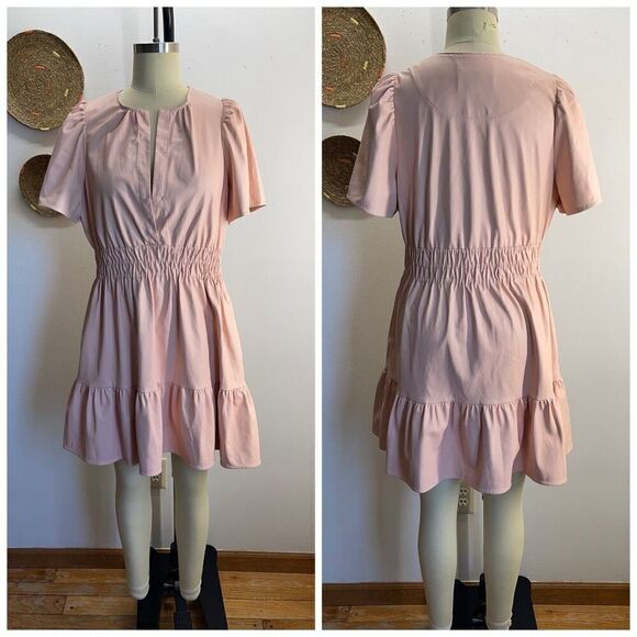 Anthropologie The Sommerset Mini Dress Blush Pink Faux Leather - Picture 3 of 5
